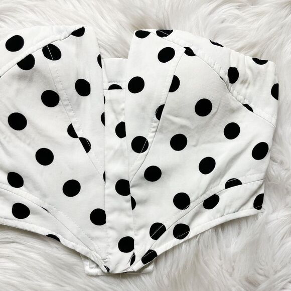 LF Seek The Label Polka Dot Bustier Crop Top White and Black Size XS - Picture 2 of 5